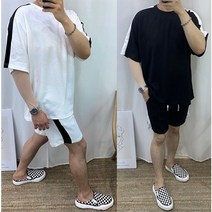 남녀공용 가성비 반팔&반바지 세트 배색 여름 트레이닝복 홈웨어 빅사이즈