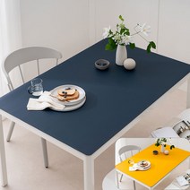(14colors 11size) 롤로아 100% 방수 가죽 식탁보 테이블보, 180x90cm, 양면-14 (Navy+Mustard)
