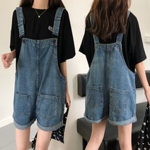 여자 데님 멜빵 반바지 청멜빵 점프수트 원피스 여름 바지 귀여운 신입생 데일리 데이트 룩 점프슈트