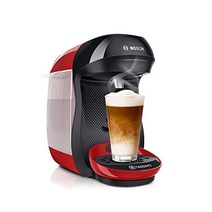 Tassimo Happy 캡슐 머신 TAS1003 Bosch의 커피 머신 70가지 이상의 음료 전자동 모든 컵에 적합 공간 절약형 1400W 빨간색, 크림