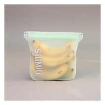 [실리밀리] 오리지널 스탠딩 실리콘지퍼백 1000ml (열탕 전자렌지 냉장 냉동 수비드), 색상:라임 그린
