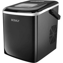 BOSALY 제빙기 기계 26파운드 24시간 아이스 큐브 제조기 얼음 국자와 바구니가 있는 휴대 전기 가정주방사무실바에 적합 블랙, 단일모델명/품번