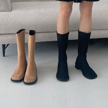 데일리 미들부츠 기모안감 스웨이드 직장인 데이트룩 미디 부츠 방한 발편한 여성 통굽 레이스업