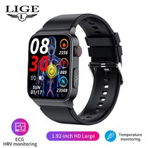 스마트 워치 웨어러블 디바이스 Lige ecg hrv 혈당 시계 남성 혈당 압력 심박수, 검은색, 스마트 건강 시계