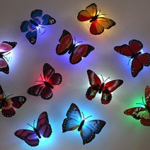 3D 나비 야간 조명 크리에이티브 장난감 다채로운 빛나는 Led 장식 벽 램프 놀이, radom color, CHINA