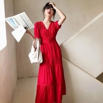 원피스 비키니 제주도 호텔 수영장 레드 여름 허리 품이 날씬해 보이는 하이난 싼야 롱스커