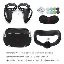 VR VR기기Oculus Quest 2 VR 터치 컨트롤러 쉘 케이스 보호 커버 세트 오큘러스 퀘스트 용 스트랩 핸들 그, Black set 2