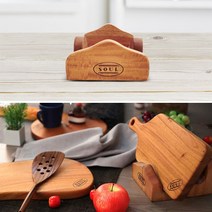 [쿠커스 판다] 소울 프리미엄 마호가니 마운틴 도마 거치대 2단 /천연코팅 우드 원목 플레이팅