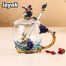 layak 유리컵 홈카페컵 머그컵 홈카페유리컵, 푸른