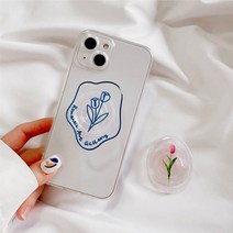 튤립 손잡이 플라워 그립 투명 핸드폰 스마트톡, 핑크 튤립