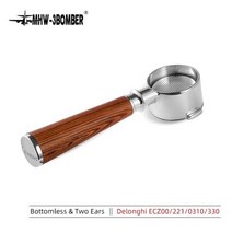 MHW3BOMBER 커피 바텀리스 포터필터 Delonghi EC680685 amp ECZ002210310330 스테인레스 스틸 바구니와 호환 51mm, Two Ears
