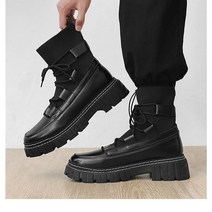 오토바이 부츠 바이크신발가을 겨울 두꺼운 기본 천 Mid-Top 부츠 남성 영국 트렌드 High-Top 캐주얼 신발, 03 41, 18 9966-Knitted