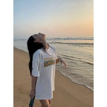커플시밀러룩 아메리칸 스타일 얼짱 레트로 티셔츠 이쁜 대형 디자인 센스 틈새 코튼 반팔 트렌디 루즈 탑281799