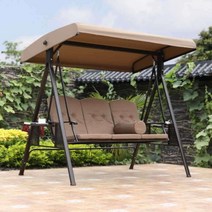 야외 그네의자 원두막 행잉체어 요람 통나무그네, 점주 추천 파나마 스윙 3인 스윙 카키 눕힐