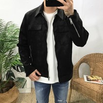 john 남자 블랙 지퍼 싱글 라이더 스웨이드 자켓