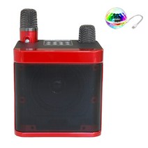 [휴대용노래방] JYX 휴대용 노래방기계 블루투스 스피커 무선 마이크 2개 노래 반주기 세트, 목재 색상