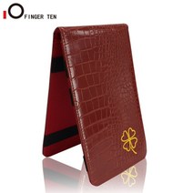 골프스코어카드 골프타수계산기 야다지북 스코어카드 새로운 럭키 4 잎 클로버 골프 스코어 카드 홀더 정품 가죽 야디지 책 커버 케이스 프로텍터 드롭 배송, 초콜릿
