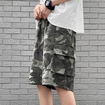 편안한 여름 밀리터리 데일리룩 힙합 허리밴딩 카고 포켓 5부 팬츠 반바지