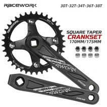 MTB 로드 스프라켓 픽시휠 바퀴 시마노 스램 호환 12 11 10 9 8 7 단 RACEWORK-자전거 스퀘어 홀 스프로킷 104BCD 170/175mm 크랭크 30/32/34/, 01 170mm, 01 32T, 1개