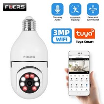 Fuers IP 카메라 풀 컬러 와이파이 실내 미니 투야 스마트 홈 감시 카메라 3MP E27 전구 보안 아기 모니터 비디오 애완 동물 캠, 3MP IP Camera