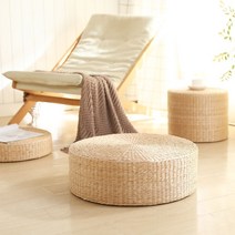 라탄 밀짚 방석 원형 다도 명상 요가 거실 스툴 두꺼운 왕골방석, A.지름 30cm