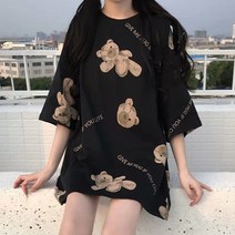 기브미 곰돌이 박시 반팔티 루즈핏 오버핏 무지 반팔티 캐주얼