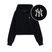 MLB 엠엘비 여성 베이직 크롭 후드티 NY (Black)