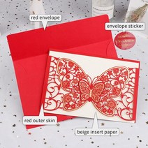 초대장 생일 팝업 입체카드 1pcs 나비 레이저 컷 결혼식 초대 카드 빈 Bussiness 인사말 사용자 지정 파티, 12 1set Red Card