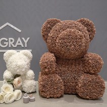 [그레이하우스] (S)인형 곰돌이 인형 장미꽃 곰돌이인형 여자친구 100일 선물 기념일 선, 색상:그레이