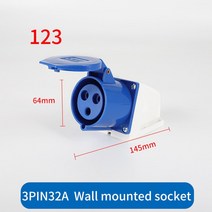 산업용 플러그 및 소켓 3P/4P/5 핀 전기 커넥터 32A ip44 방수 벽걸이 남성/여성 220V 380V, 03 3P 32A Mounted