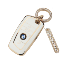 키에티 BMW 풀커버 TPU 엣지 키케이스 A타입 + 큐빅번호판, 골드_화이트
