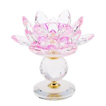 꽃 촛대 Tealight 홈 테이블 풍수 장식, 핑크, 크리스탈, 인도/남아시아