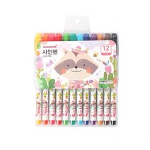 모니주 12색 사인펜 셋트 핑크 초등학생 미술 준비물 문구 팬시 사무용품 학용품 필기도구, 상세페이지 참조