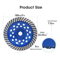 그라인더날 핸드그라인더날 절단석 연마석 4인치 5인치 그라인더 HIGHDRIL-다이아몬드 터보 컵 그라인딩 디, 04 1pc 180mm