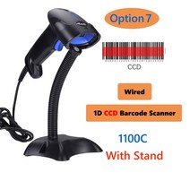 판매 핸드 헬드 무선 2.4G 바코드 스캐너 유선 USB 1D/2D QR 리더 PDF417 IOS 안드로이드, 1D CCD Wired Stand