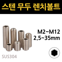 스텐 무두 렌치 볼트 m2.5 m3 m4 m5 m6 m8 m10 m12 낱개 소량 개당 판매, 스텐 무두 렌치볼트, M12(12mm), 25mm