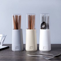 뚜껑있는 물빠짐 수저통, 화이트, 1개