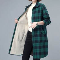 77우먼스 여성 기모 하이틴 체크 자켓 빅사이즈 99 겨울 셔츠 남방 아우터 [리현]