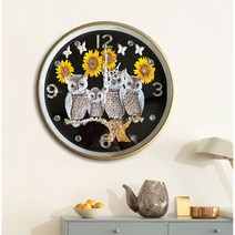 풍수그림 디자인 벽시계 5종 해바라기 부엉이 잉어 인테리어시계, 04 해바라기 부엉이