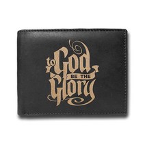 To God Be the Glory 캘리그래피 RFID 차단 소가죽 레이저 각인 슬림폴드 남성용 럭셔리 지갑 슬림 블랙 신용카드 홀더 오거나이저 14 포켓 103062