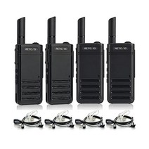 레테비스 성인용 RB39 충전식 무전기 이어피스와 마이크가 있는 2Way 라디오 USB-C 통화음 비상 경보 소매 호텔 집 여행용 경량 양방향 0.67개(4팩)