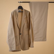 어퍼베이직 남성용 린넨셋업 오버핏 블레이저 여름 자켓