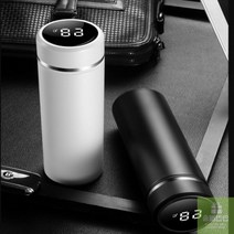 텀블러 보온 보냉 온도조절 LED 460ml 스텐 차량용, 골드