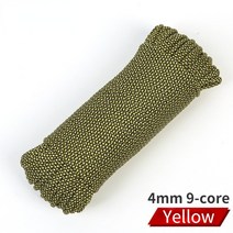 등산 야외 4mm Paracord 등산 보조 라인 9 코어 구명 밧줄 장비 안전 다기능 로프, 05 YELLOW_03 50M