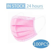 입 마스크 3 레이어 안티-먼지 일회용 마스카라 10 50 100 Pcs 비 짠 Meltblown 헝겊 탄성 귀 루프 얼굴, 100pcs Pink