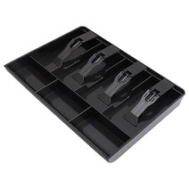 금전 등록기 서랍 - 현금 머니 트레이 교체 4 Bill/3 코인 금전 등록기 삽입 트레이 12.6 x 9.6 x 1.4inch, 검은색