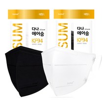 다나마스크 KF94 에어숨 컬러마스크 대형 100매, 1개입, 흰색50매&검정색50매