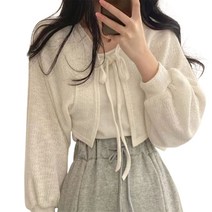 [레티고] 루즈핏 긴팔 크롭 볼레로 가디건