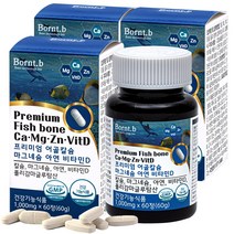 본트비 프리미엄 어골칼슘 해조칼슘 마그네슘 아연 비타민D 칼마디 뼈건강 영양제, 60정, 3개