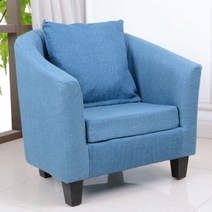 1인 전문 쇼파 홍대 디자인 가구 Saisen 싱글 소파 심플 패브릭 레저 소파 소형 아파트 소파 커피 호텔 인터넷 카페 소파 고급 재 린넨 스퀘어 싱글, 고급 레이크 블루 린넨 라운드